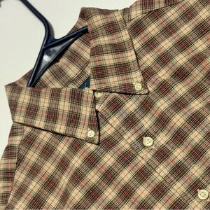 Ralph Lauren Brown Tan & Red Plaid Oxford‎ Button-Down Classic Shirt Excellent